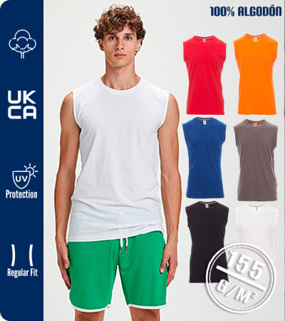 CAMISETA  HOMBRE SIN MANGAS CUELLO REDONDO  100% ALGODÓN 155 Grms. SHORE PAYPER