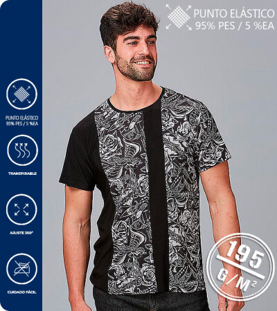 CAMISETA HOMBRE  ESTAMPADA TEJIDO PUNTO ELÁSTICO LILO 195 Grms. GARYS 850006