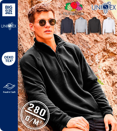 SUDADERA PREMIUM MEDIA CREMALLERA 70% Alg.- 280 Grms. FRUIT OF THE LOOM 62032