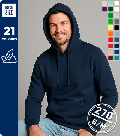 SUDADERA CAPUCHA 60% ALGODÓN - MUKUA  SIDNEY MK6050V