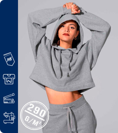 SUDADERA CROPPED OVERSIZE MUJER CON CAPUCHA 60% ALGODÓN- JHK SWULCROP
